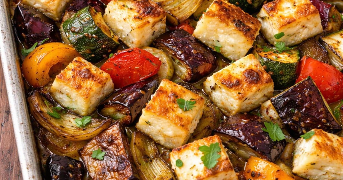 Mediterranean Halloumi Tray Bake