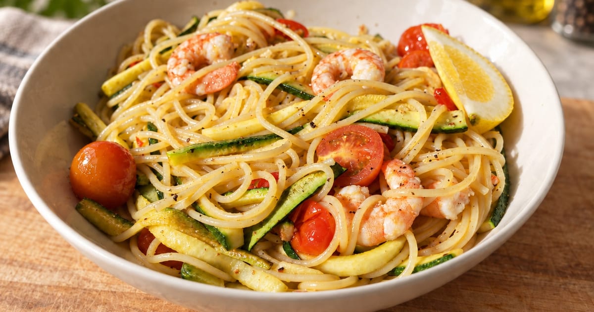 Garlic and Chilli King Prawn Spaghetti
